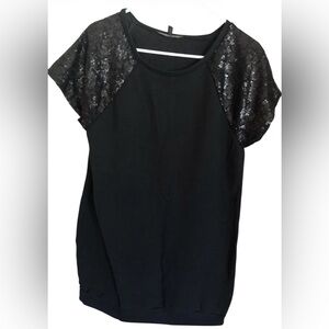 Victoria's Secret Black Sequin Sweater Dress crew neckline, black sequins RARE